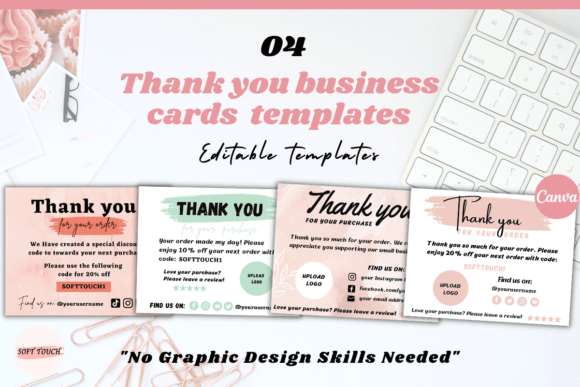 4 Editable Business Thank You Cards