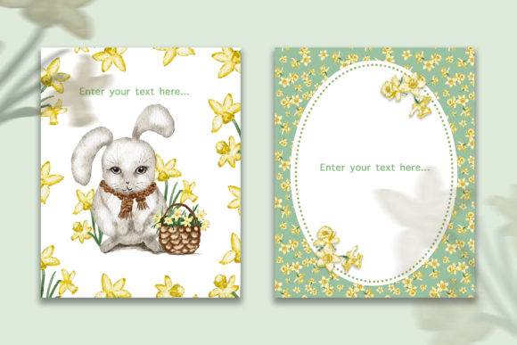 Watercolor Easter Bunny Cards Set